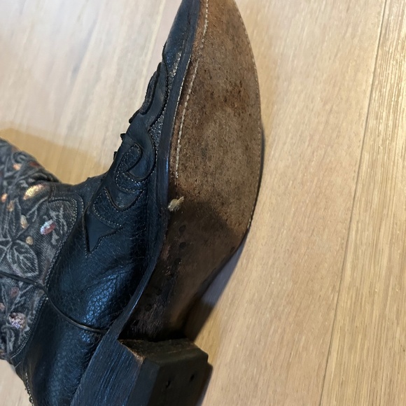 Pecos Bill Cowgirl Western Boots Black Floral Size 8 Rodeo Wearable Western - Picture 6 of 8